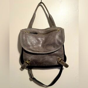Sophia Visconti Purse Gray Suede And Patent Leather